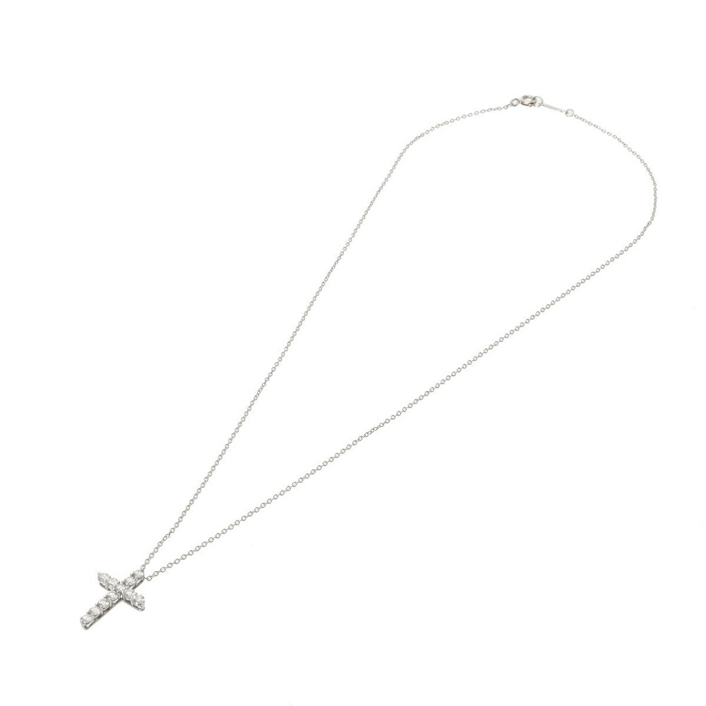 TIFFANY Cross Diamond Platinum Necklace - Picture 6 of 7